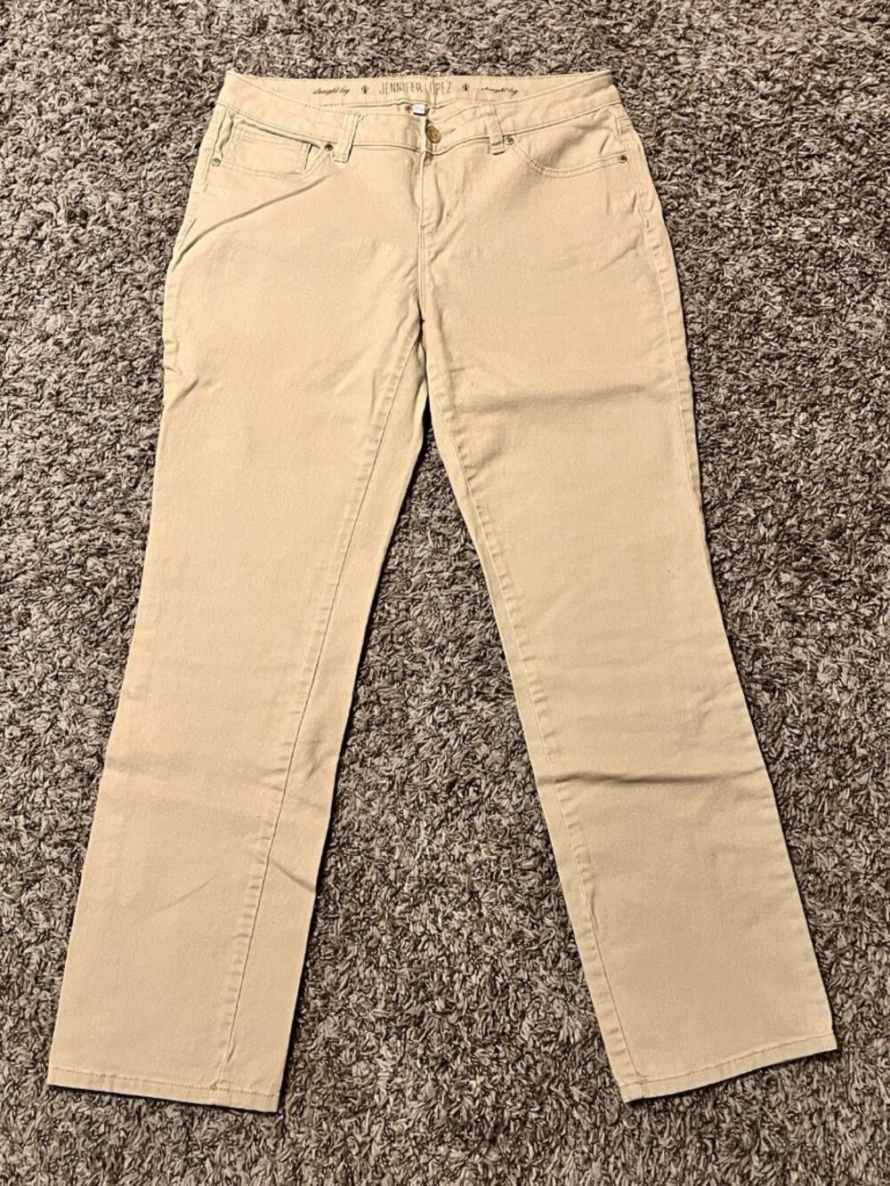 Jennifer Lopez Beige Straight Leg Stretch Denim Jeans Women's Size 10